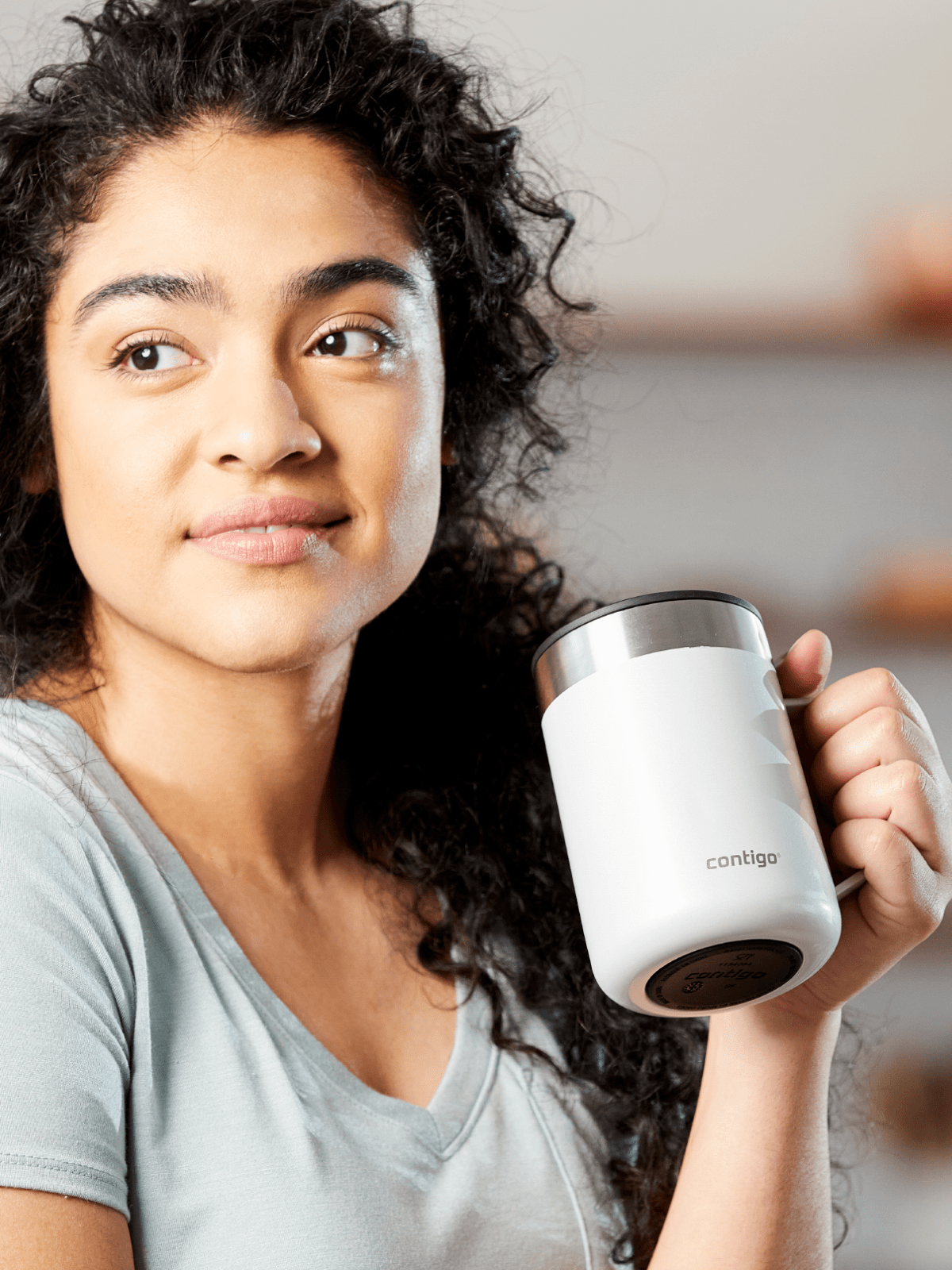 Thermal mug with ear Contigo Streeterville 420 ml - Grey Grey, BRANDS \  CONTIGO \ THERMAL MUGS BRANDS \ NEW COMPANY GIFTS \ OFFICE GADGETS \  THERMAL MUGS