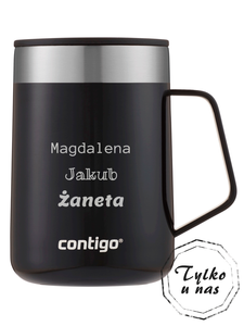 Contigo Streeterville thermal mug with ear with customised inscription - engraving - Black