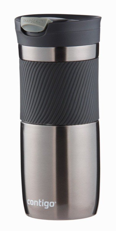 Thermal mug Contigo Byron 470ml - Stainless Steel - Serious  With prints \  Gifts for \ For him With prints \ News Thermal mug colours. \ Thermal mugs  silver Thermal mug