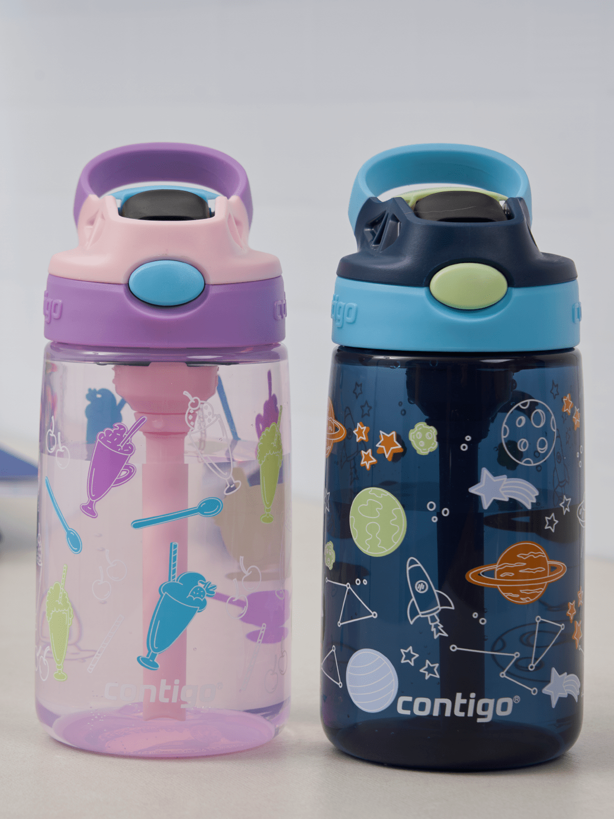 Contigo Easy Clean AUTOSPOUT™ Kids Water Bottle, 420 ml (Blueberry Cosmos)