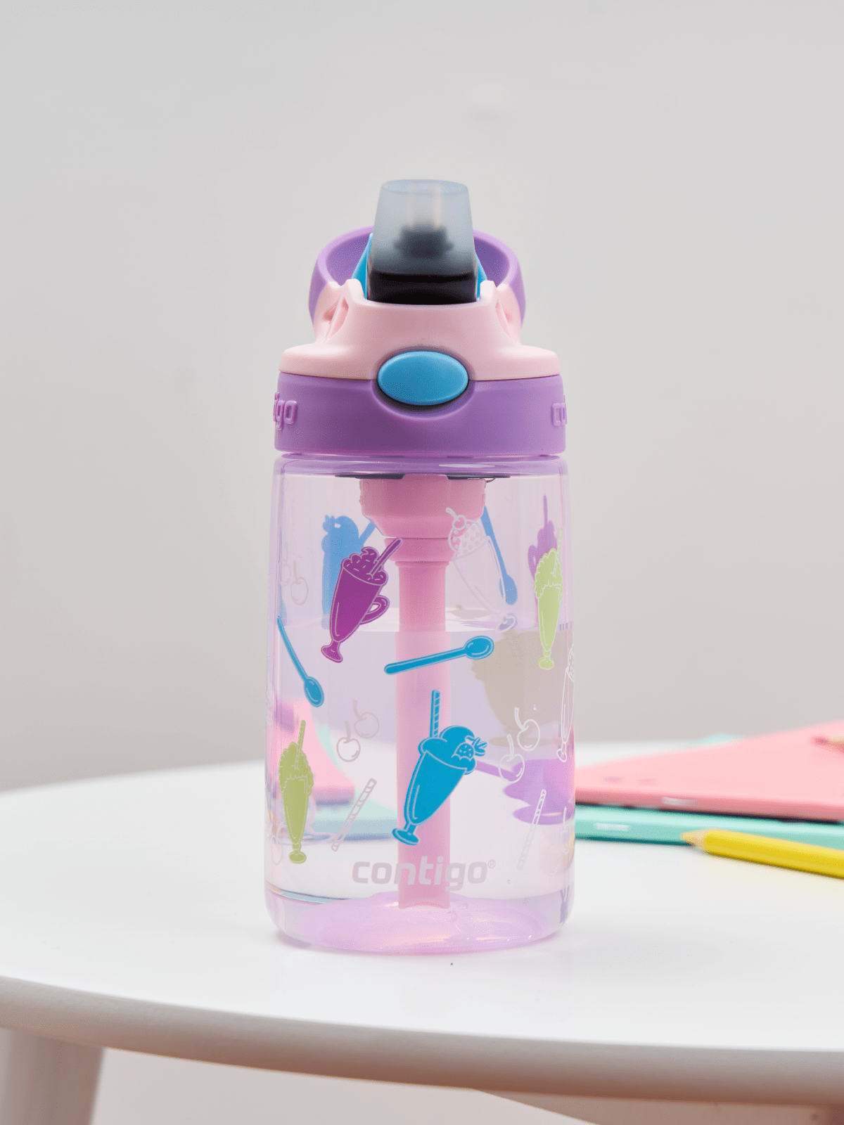 Contigo Easy Clean AUTOSPOUT™ Kids Water Bottle, 420 ml (Strawberry Shakes)