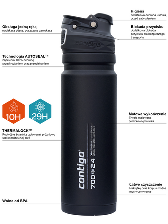 Contigo 700ml Free Flow Contigo 700ml 15th Anniversary Mouthpiece Thermos - Black