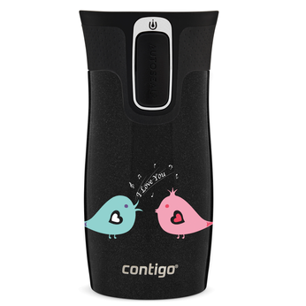 Contigo West Loop Mini Thermal Mug 300ml - Bird love - Black Metallic