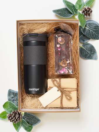 Thermal mug Contigo Byron 470ml  with custom inscription - engraved - Matte Black