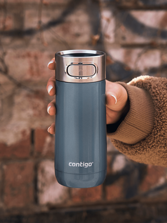 Thermal mug Contigo Luxe Autoseal 360 ml with custom inscription - engraved -  Cornflower