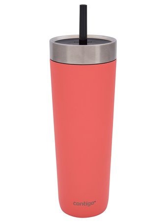 Thermal mug with straw Luxe Tumbler 720 ml - Coral