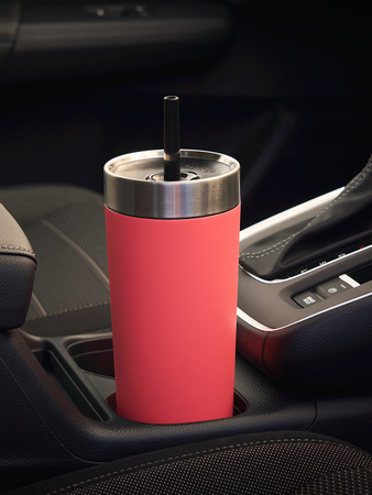 Thermal mug with straw Luxe Tumbler 720 ml - Coral