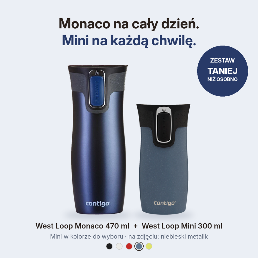 Zestaw kubków termicznych Contigo West Loop Monaco 470 ml + West Loop Mini 300 ml niebieski metalik
