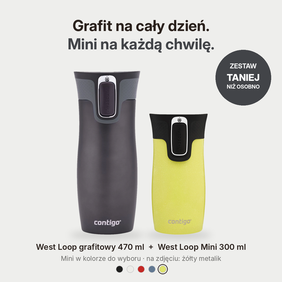 Zestaw kubków termicznych Contigo West Loop grafitowy 470 ml + West Loop Mini 300 ml żółty metalik