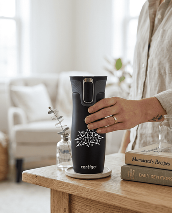 Kubek termiczny Contigo West Loop 2.0 470 ml - Super Mama - czarny