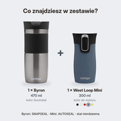 Zestaw kubków termicznych Contigo Byron 470 ml Gunmetal + West Loop Mini 300 ml niebieski metalik
