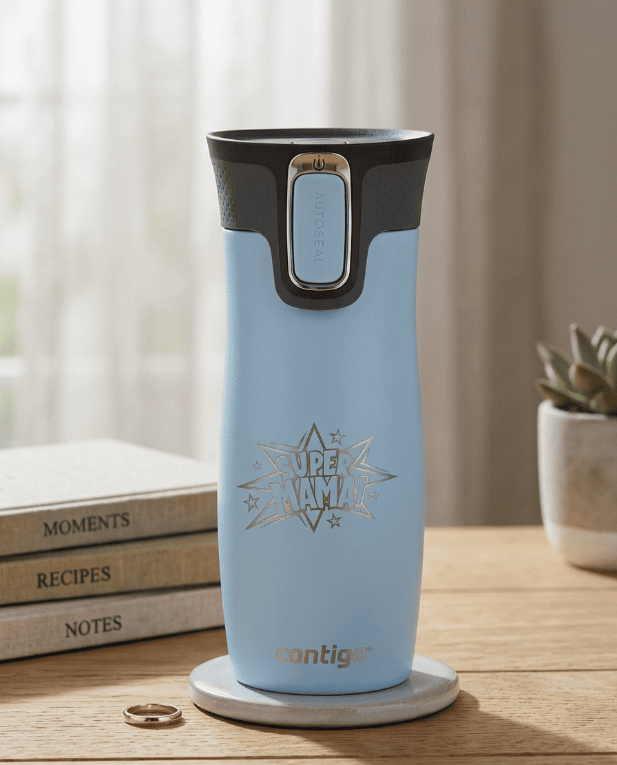 Kubek termiczny Contigo West Loop 2.0 470ml - Super Mama - Błękitny Mat