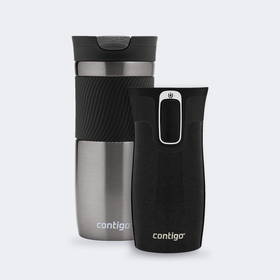 Zestaw kubków termicznych Contigo Byron 470 ml Gunmetal + West Loop Mini 300 ml – czarny metalik