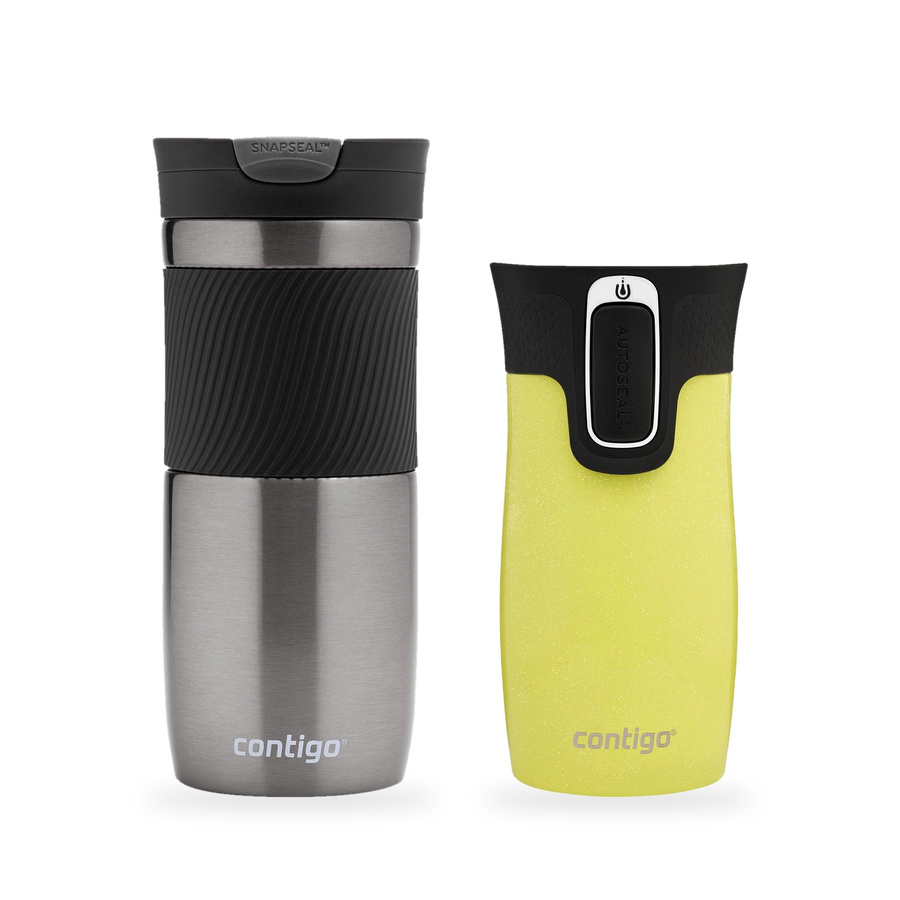 Zestaw kubków termicznych Contigo Byron 470 ml Gunmetal + West Loop Mini 300 ml żółty metalik