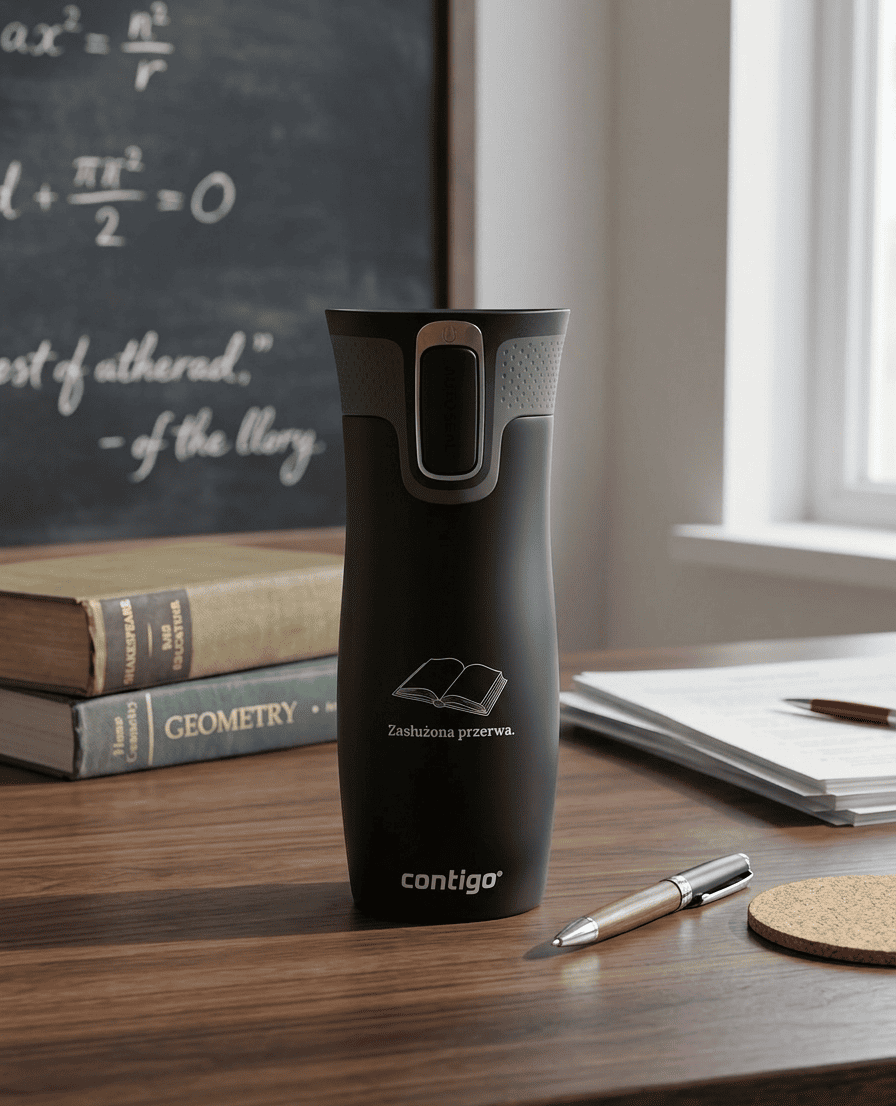 Kubek termiczny dla Nauczyciela/Nauczycielki - Contigo West Loop 2.0 470 ml - czarny