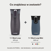 Zestaw kubków termicznych Contigo West Loop grafitowy 470 ml + West Loop Mini 300 ml – niebieski metalik