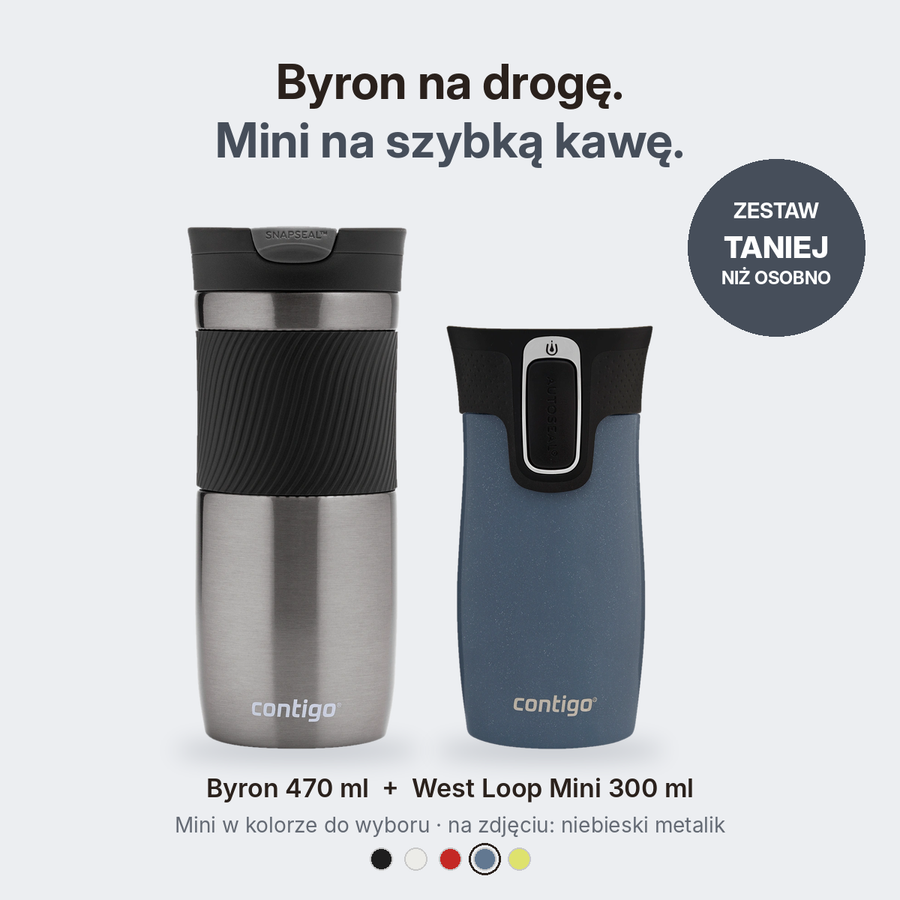 Zestaw kubków termicznych Contigo Byron 470 ml Gunmetal + West Loop Mini 300 ml niebieski metalik