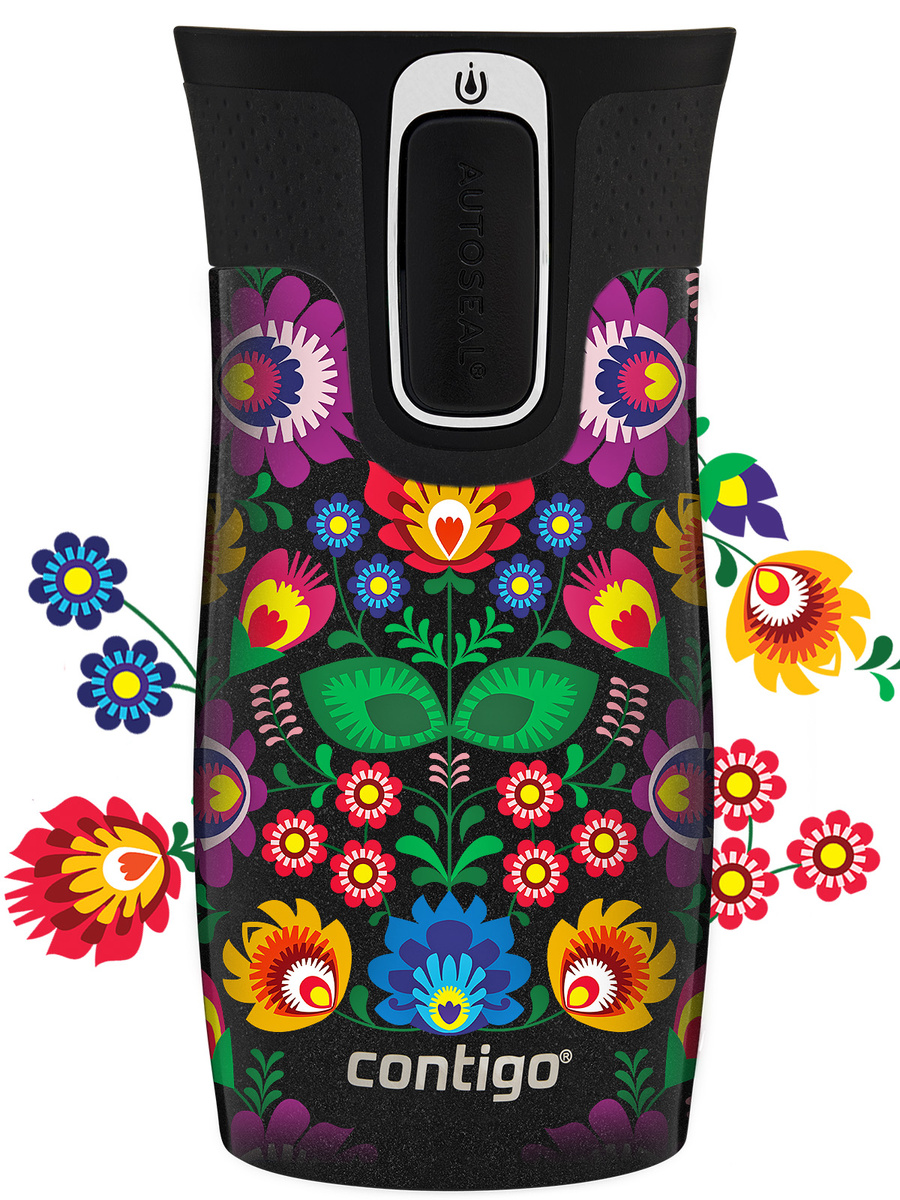 Kubek termiczny Contigo West Loop Mini 300ml - Folklor - Czarny Metalik