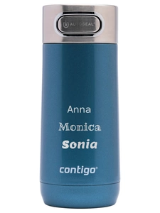 Thermal mug Contigo Luxe Autoseal 360 ml with custom inscription - engraved - Blue