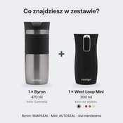 Zestaw kubków termicznych Contigo Byron 470 ml Gunmetal + West Loop Mini 300 ml – czarny metalik