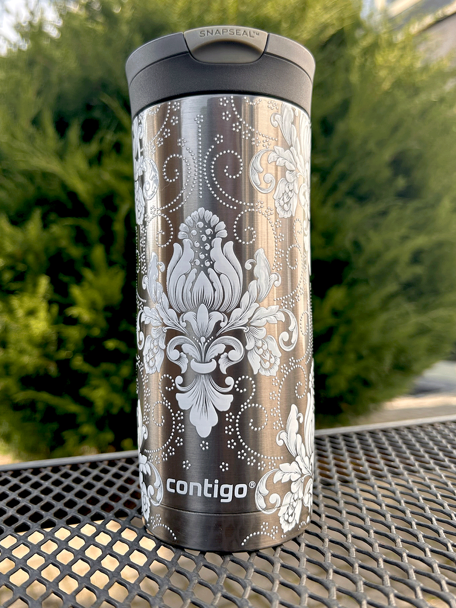 Kubek termiczny Contigo Huron 470ml - Arabeska White - Gunnmetal