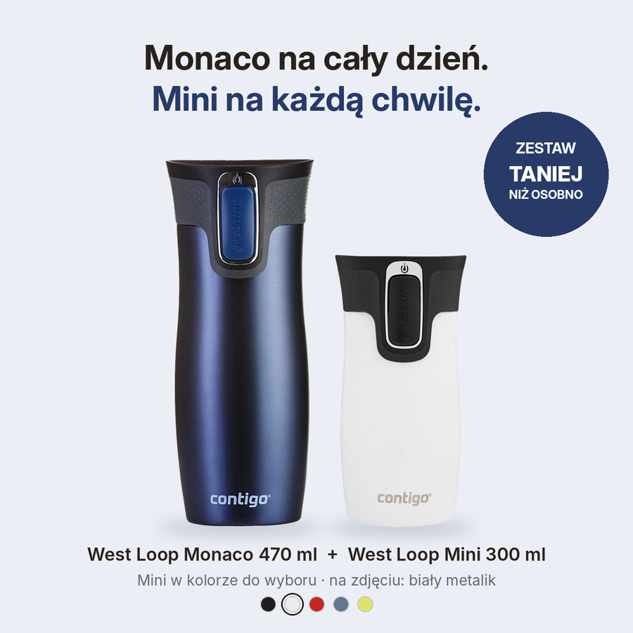 Zestaw Contigo West Loop Monaco 470 ml + West Loop Mini 300 ml – biały metalik