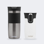 Zestaw kubków termicznych Contigo Byron 470 ml Gunmetal + West Loop Mini 300 ml – biały metalik