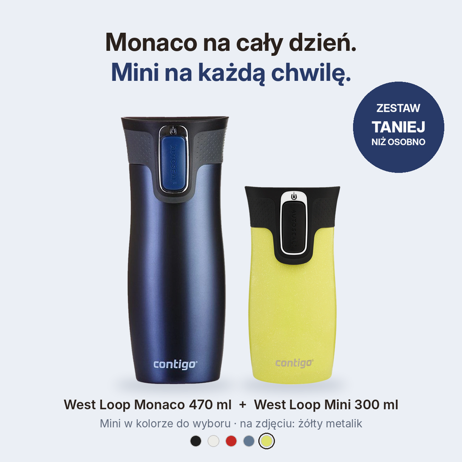 Zestaw kubków termicznych Contigo West Loop Monaco 470 ml + West Loop Mini 300 ml żółty metalik