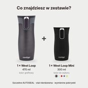 Zestaw Contigo West Loop grafitowy 470 ml + West Loop Mini 300 ml – czarny metalik