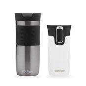 Zestaw kubków termicznych Contigo Byron 470 ml Gunmetal + West Loop Mini 300 ml – biały metalik