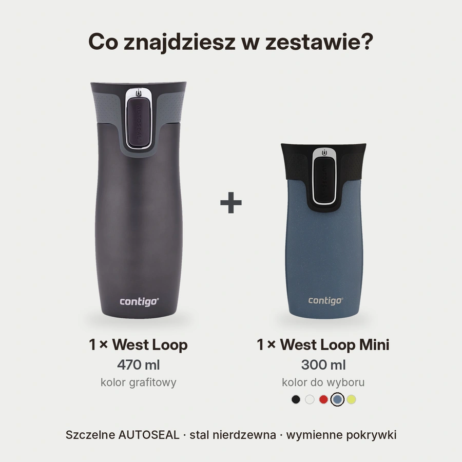 Zawartość zestawu: West Loop grafitowy i West Loop Mini niebieski metalik