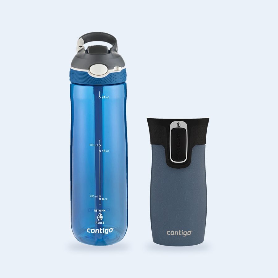 Zestaw Contigo butelka Ashland 720 ml + kubek termiczny West Loop Mini 300 ml – niebieski metalik