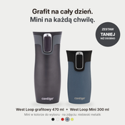 Zestaw kubków termicznych Contigo West Loop grafitowy 470 ml + West Loop Mini 300 ml – niebieski metalik