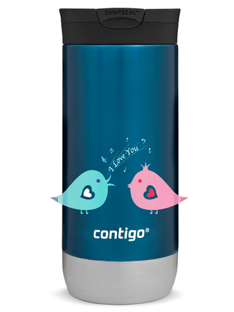 Contigo Huron 2.0 470ml thermal coffee mug - Bird love - Blue