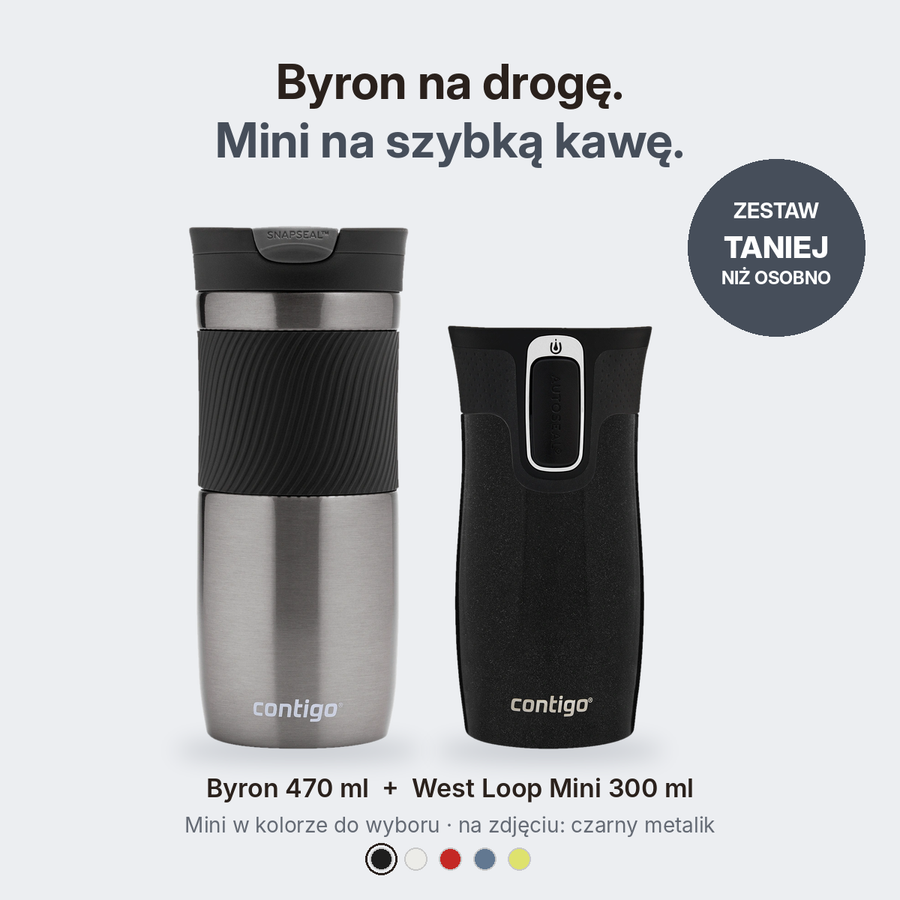 Zestaw kubków termicznych Contigo Byron 470 ml Gunmetal + West Loop Mini 300 ml – czarny metalik