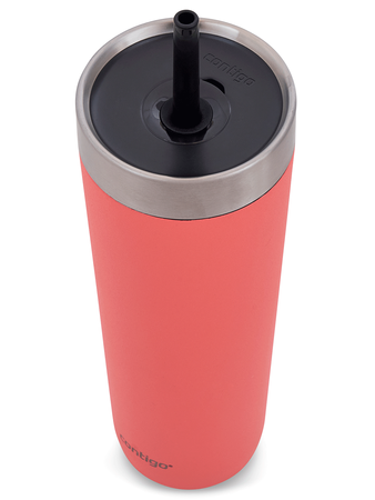 Thermal mug with straw Luxe Tumbler 720 ml with engraving - Coral