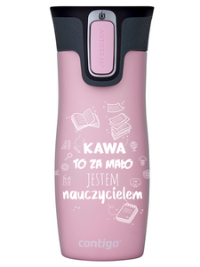 Kubek termiczny Contigo West Loop 2.0 470ml - Jestem Nauczycielem - Różowy Mat