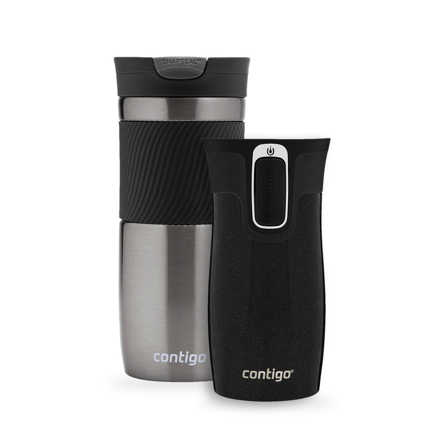 Zestaw kubków termicznych Contigo Byron 470 ml Gunmetal + West Loop Mini 300 ml – czarny metalik