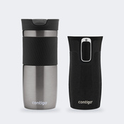 Zestaw kubków termicznych Contigo Byron 470 ml Gunmetal + West Loop Mini 300 ml – czarny metalik