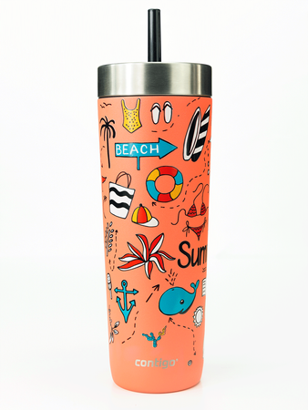 Kubek termiczny ze słomką Contigo Luxe Tumbler 720ml - Summer - Coral