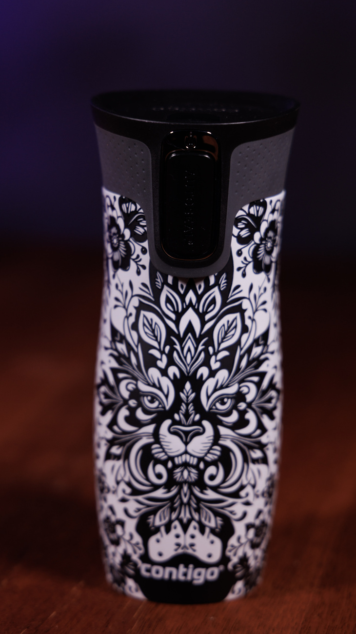 Kubek termiczny Contigo West Loop 2.0 470 ml - Folk Lion- Czarny