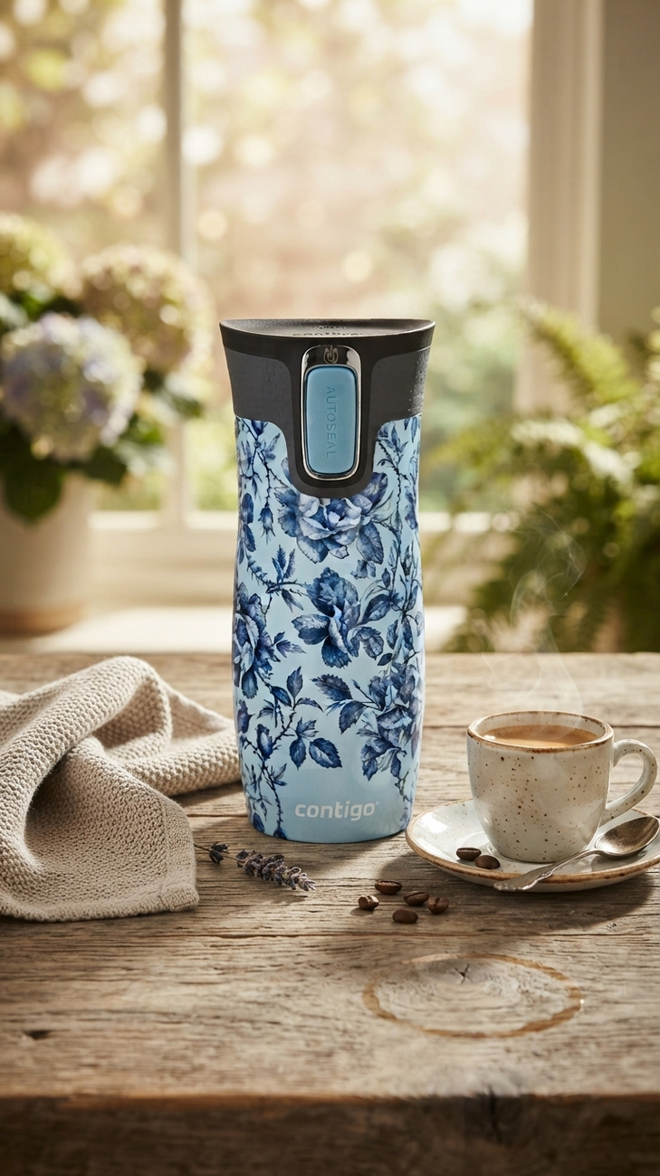 Kubek termiczny Contigo West Loop 2.0 470 ml - Porcelain Rose- Blue