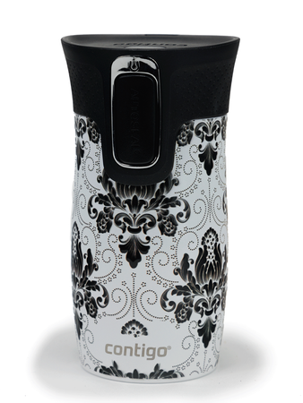 Kubek termiczny Contigo West Loop Mini 300ml - Arabeska Black - Biały Metalik