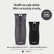 Zestaw kubków termicznych Contigo West Loop grafitowy 470 ml + West Loop Mini 300 ml czarny metalik