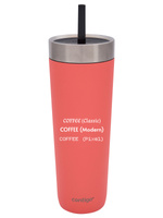 Kubek termiczny ze słomką Luxe Tumbler 720ml z grawerem - Coral