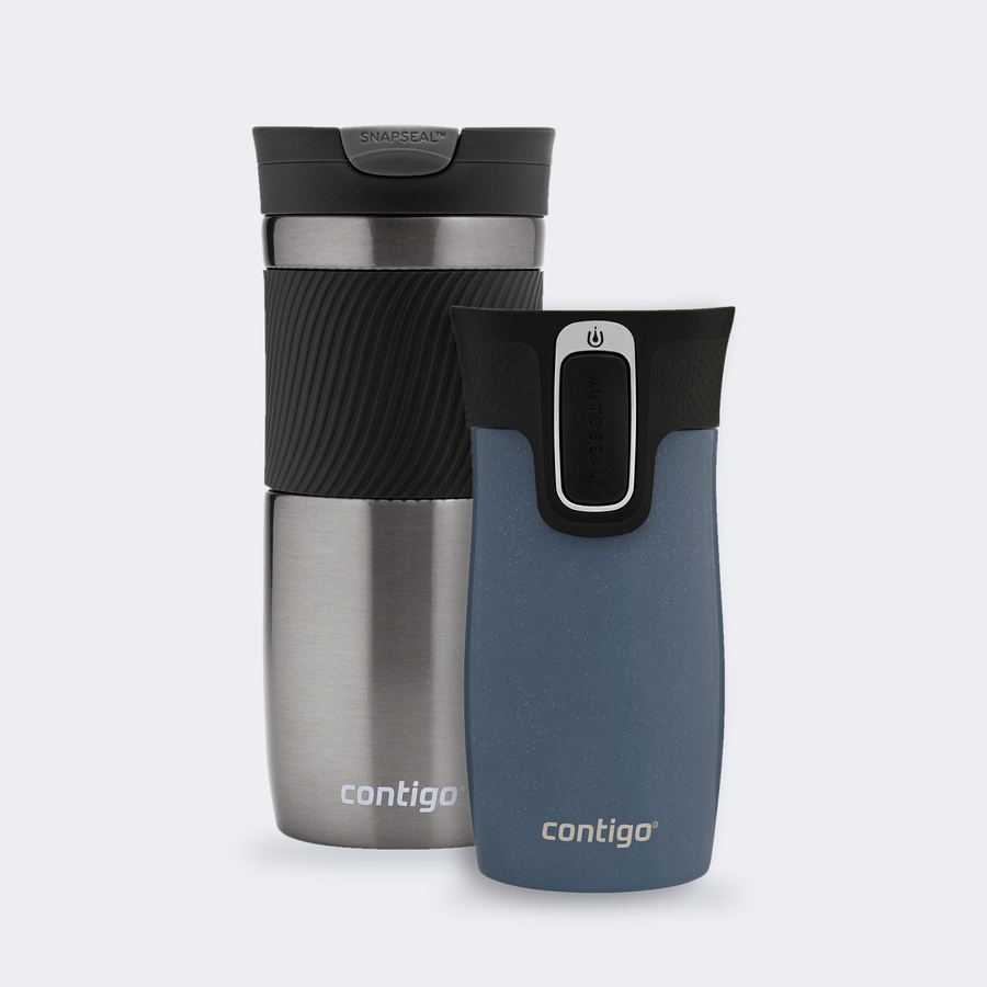Zestaw kubków termicznych Contigo Byron 470 ml Gunmetal + West Loop Mini 300 ml niebieski metalik