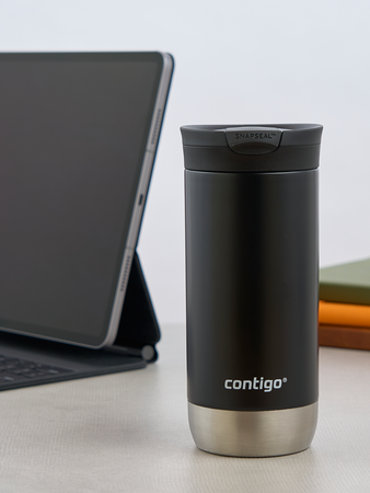 Kubek termiczny na kawę Contigo Huron 2.0 470ml - Słoneczniki - Czarny