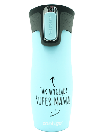 Kubek termiczny Contigo West Loop 2.0 470 ml - Tak wygląda super mama - Niebieski