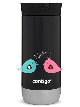 Kubek termiczny na kawę Contigo Huron 2.0 470ml - Ptaszkowe love - Czarny