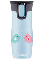 Kubek termiczny Contigo West Loop 2.0 470ml - Ptaszkowe love - Błękitny Mat
